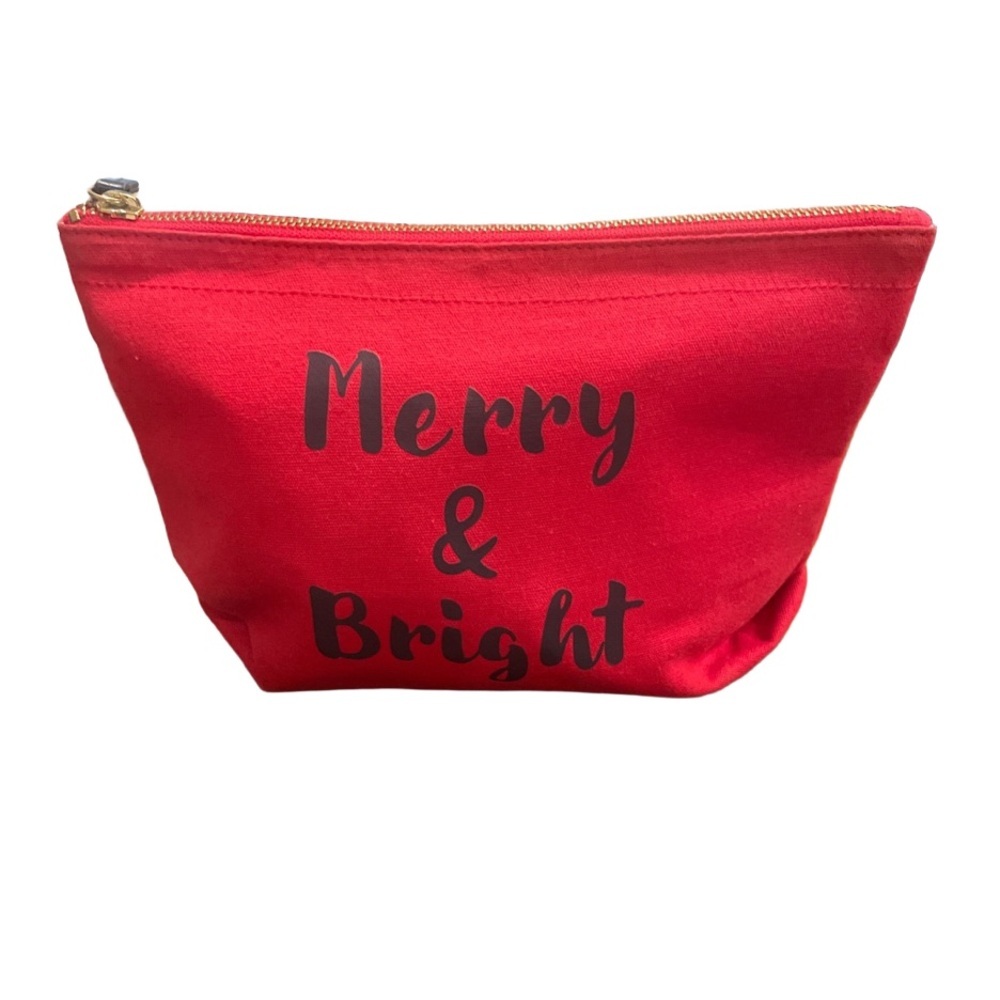 Draper James “Merry & Bright” make up/all purpose zip top bag in red w/black P2